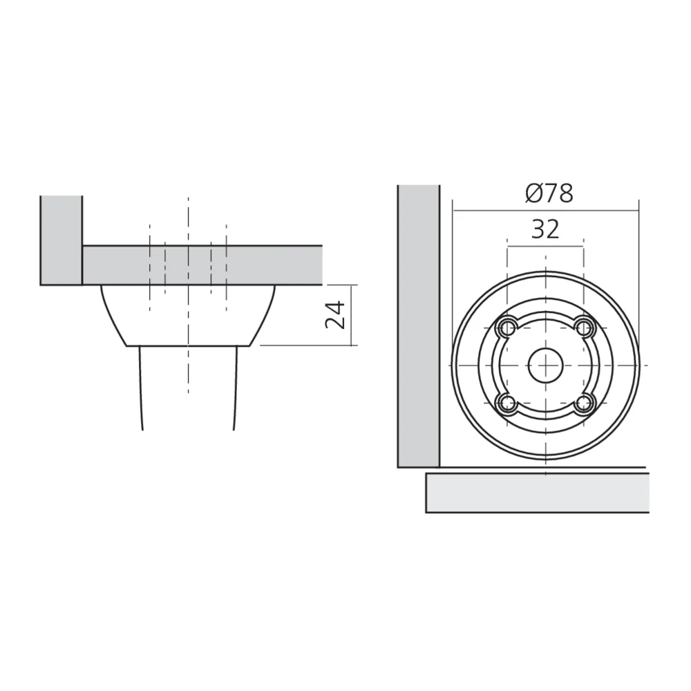 Embase ronde pour pied