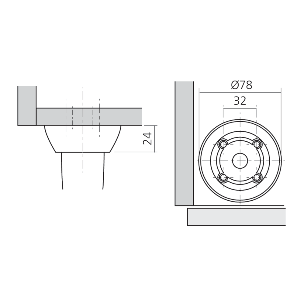 Embase ronde pour pied