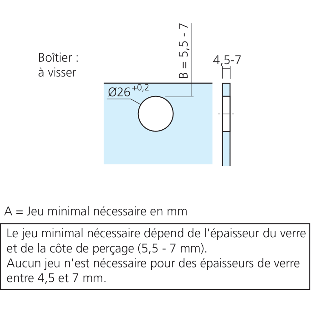 Charnière CLIP top pour porte en verre encloisonnée