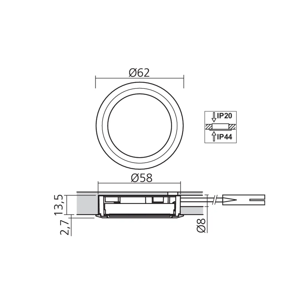 Kit 3 spots LED 230 V Ø58 mm