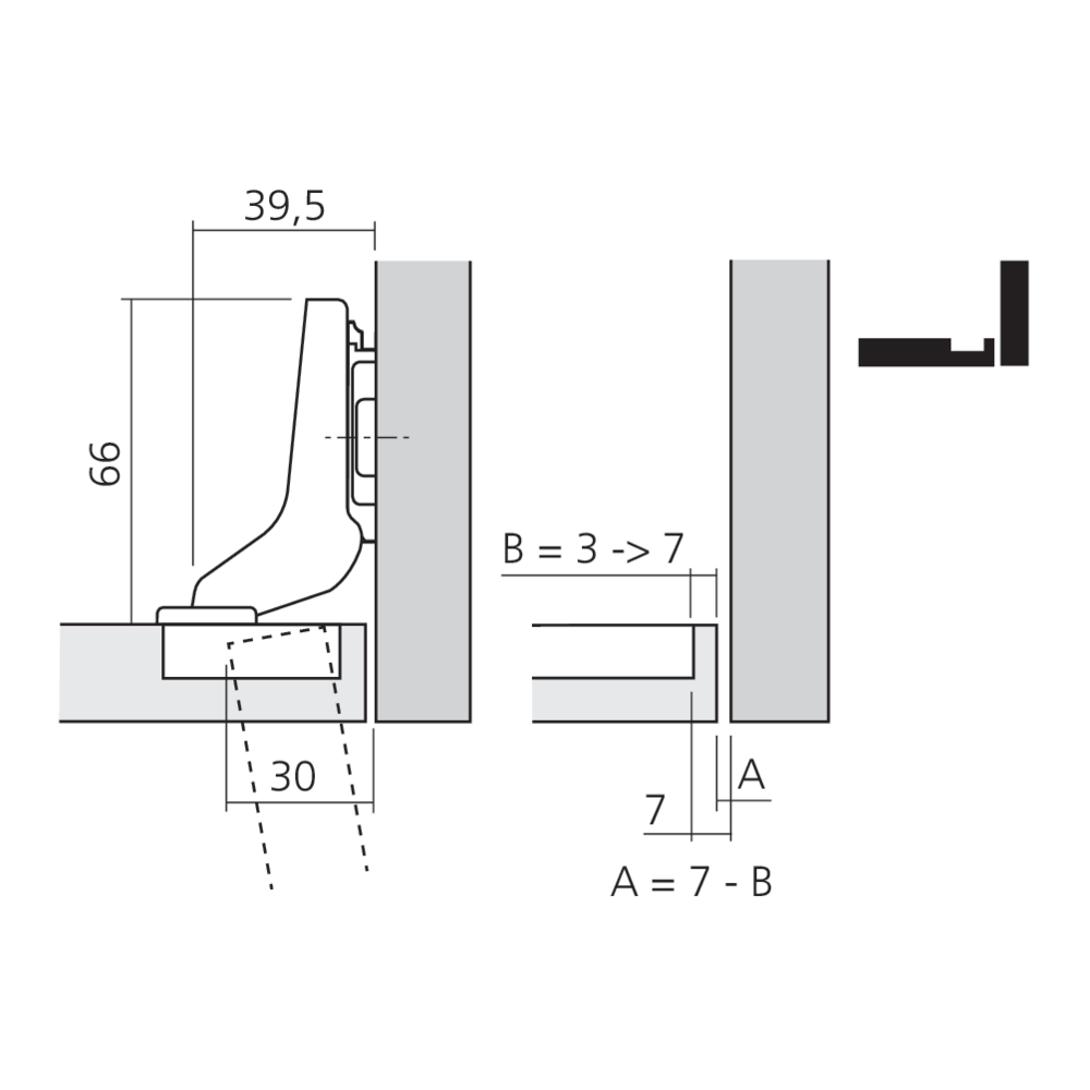 Charnière CLIP top BLUMOTION 110° pour porte semi-applique