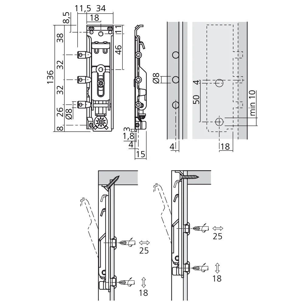 Attache invisible pour élément
