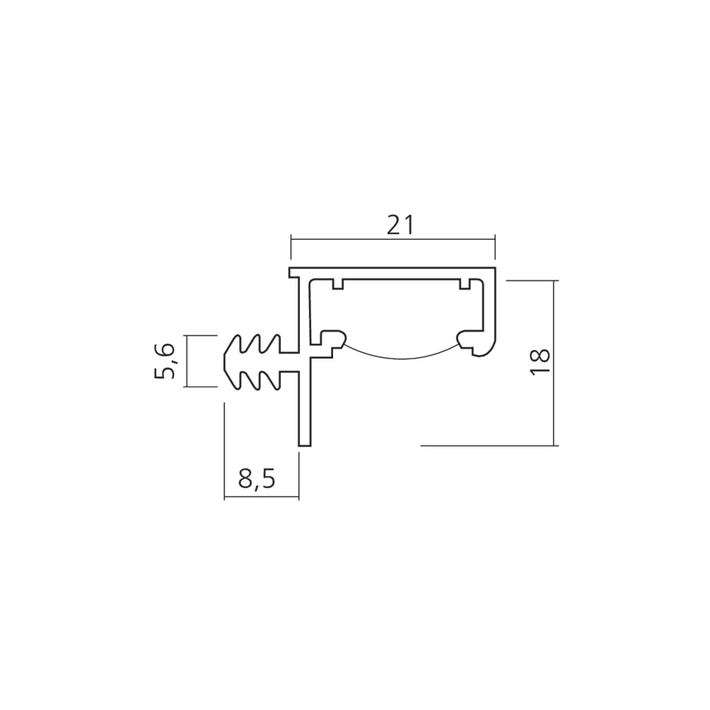 Profil à encastrer pour caisson haut
