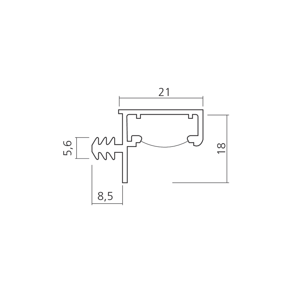 Profil à encastrer pour caisson haut