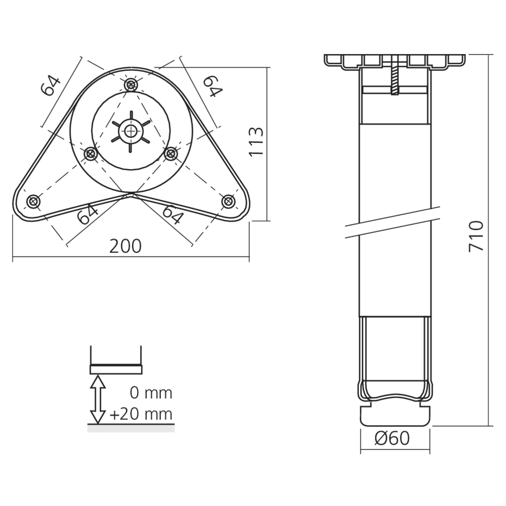 Pied de table Ø60 mm