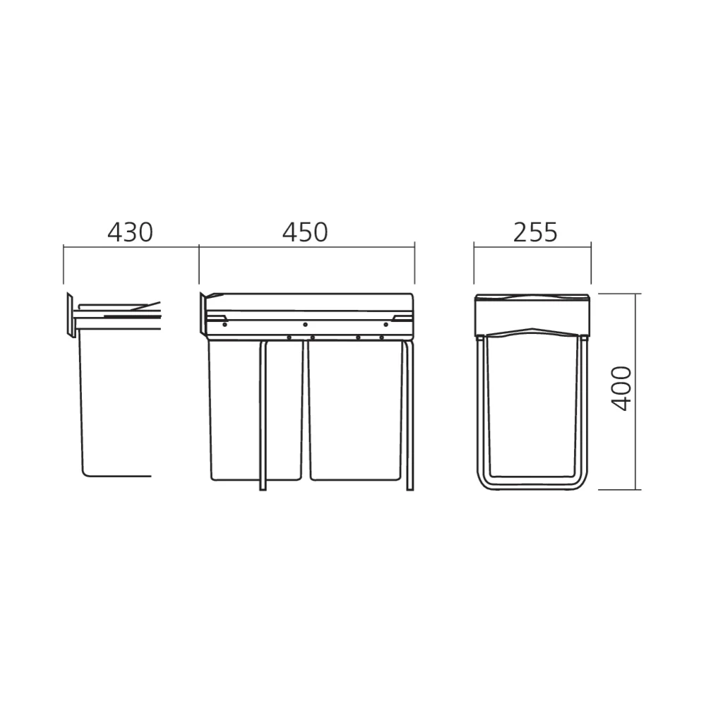 Poubelle coulissante à sortie totale 28 L