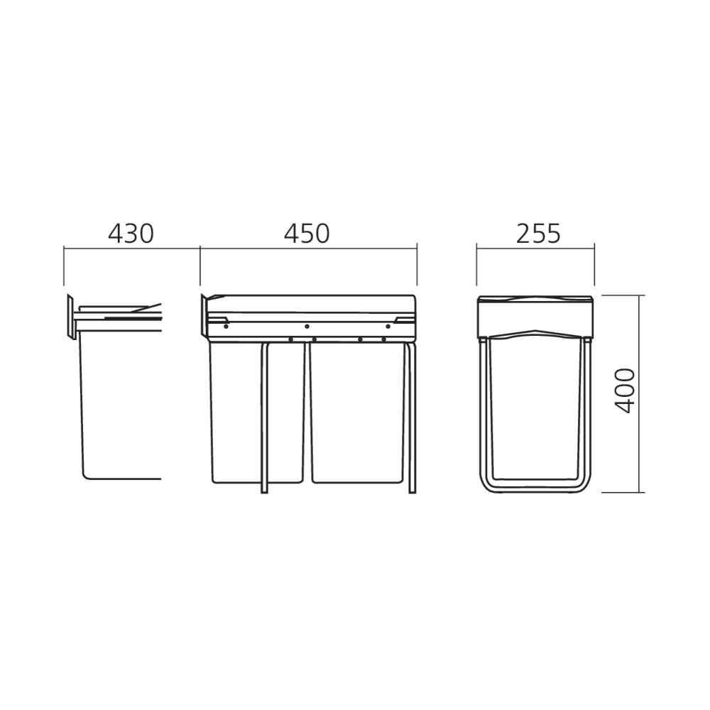 Poubelle coulissante à sortie totale 28 L