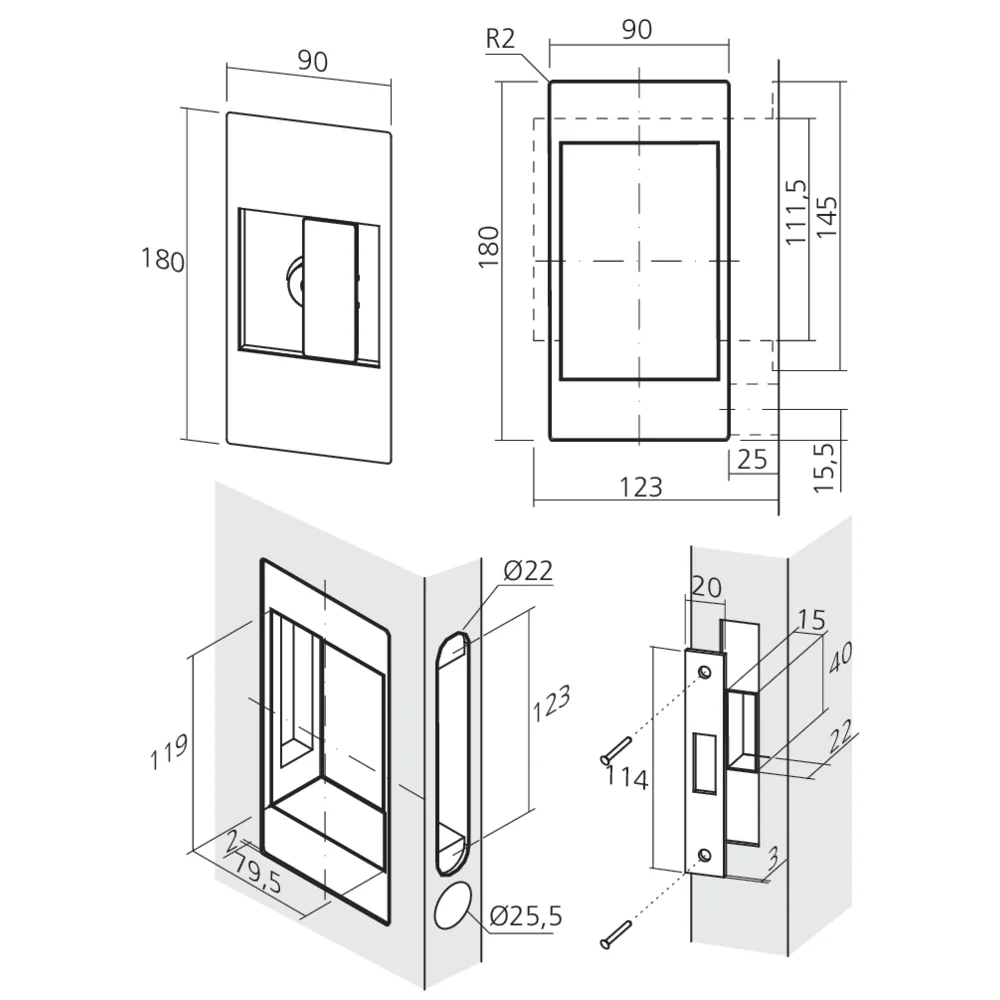 Poignée cuvette à condamnation SLIDELOCK