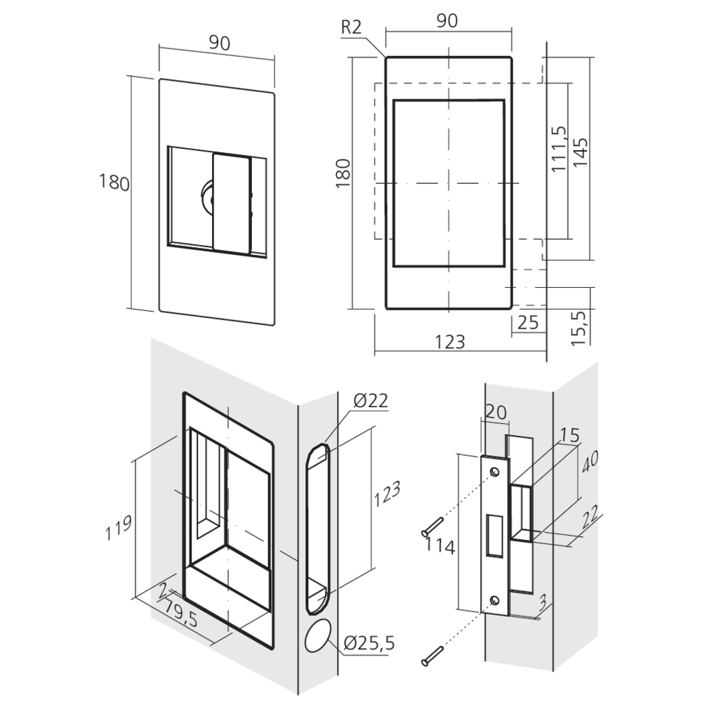 Poignée cuvette à condamnation SLIDELOCK