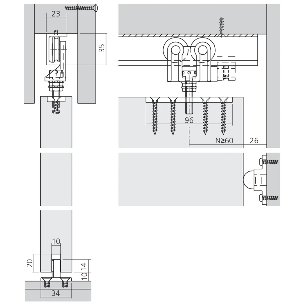 Garniture 1 porte Media 70