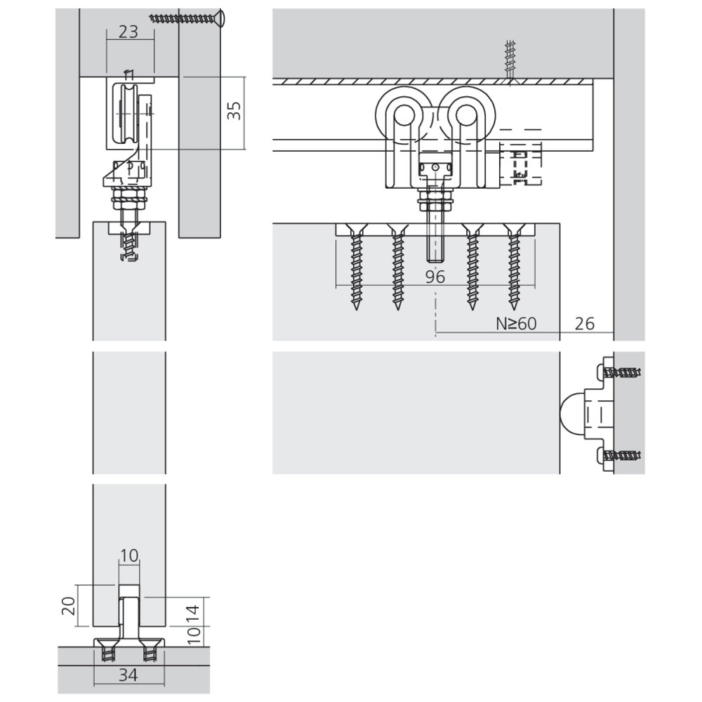 Garniture 1 porte Media 70