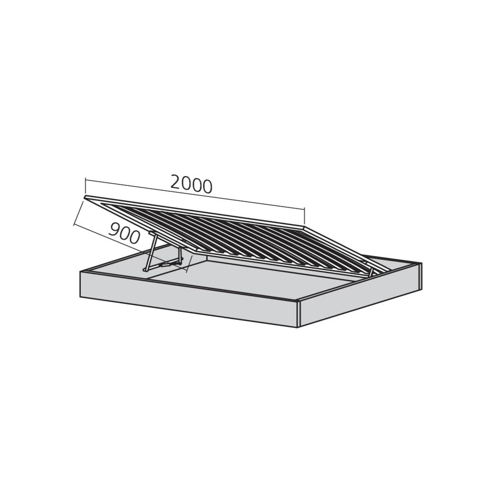 Lit horizontal avec coffre