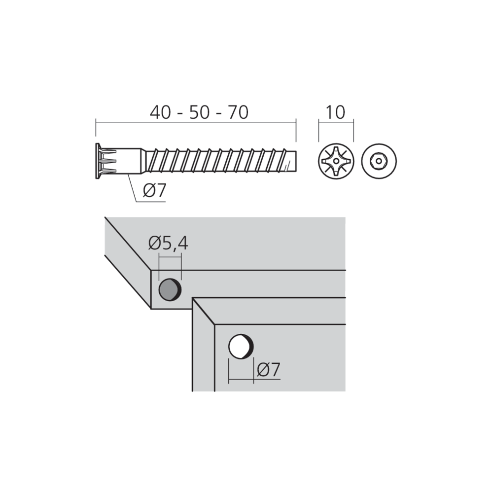 Vis auto-tourillonnante Ø7 mm crantée