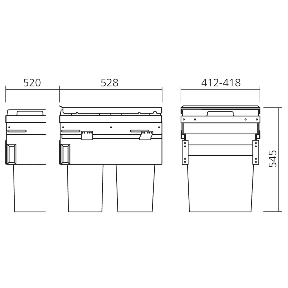Poubelle EURO-CARGO pour élément de 450 mm 76 L