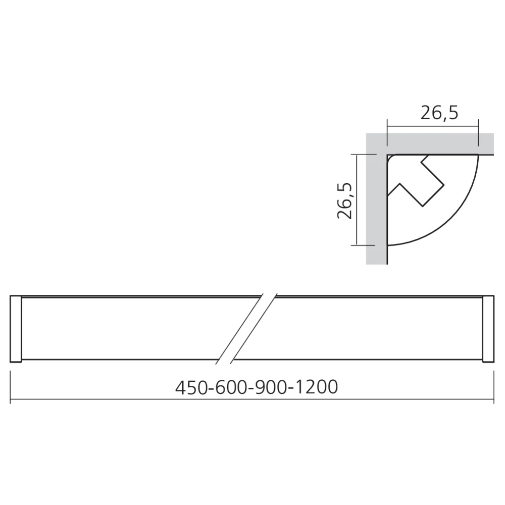 Réglette LED d'angle en applique avec interrupteur