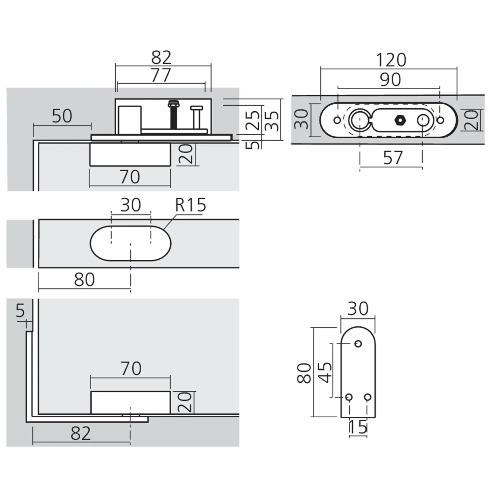 Pivot de porte inox 80 kg