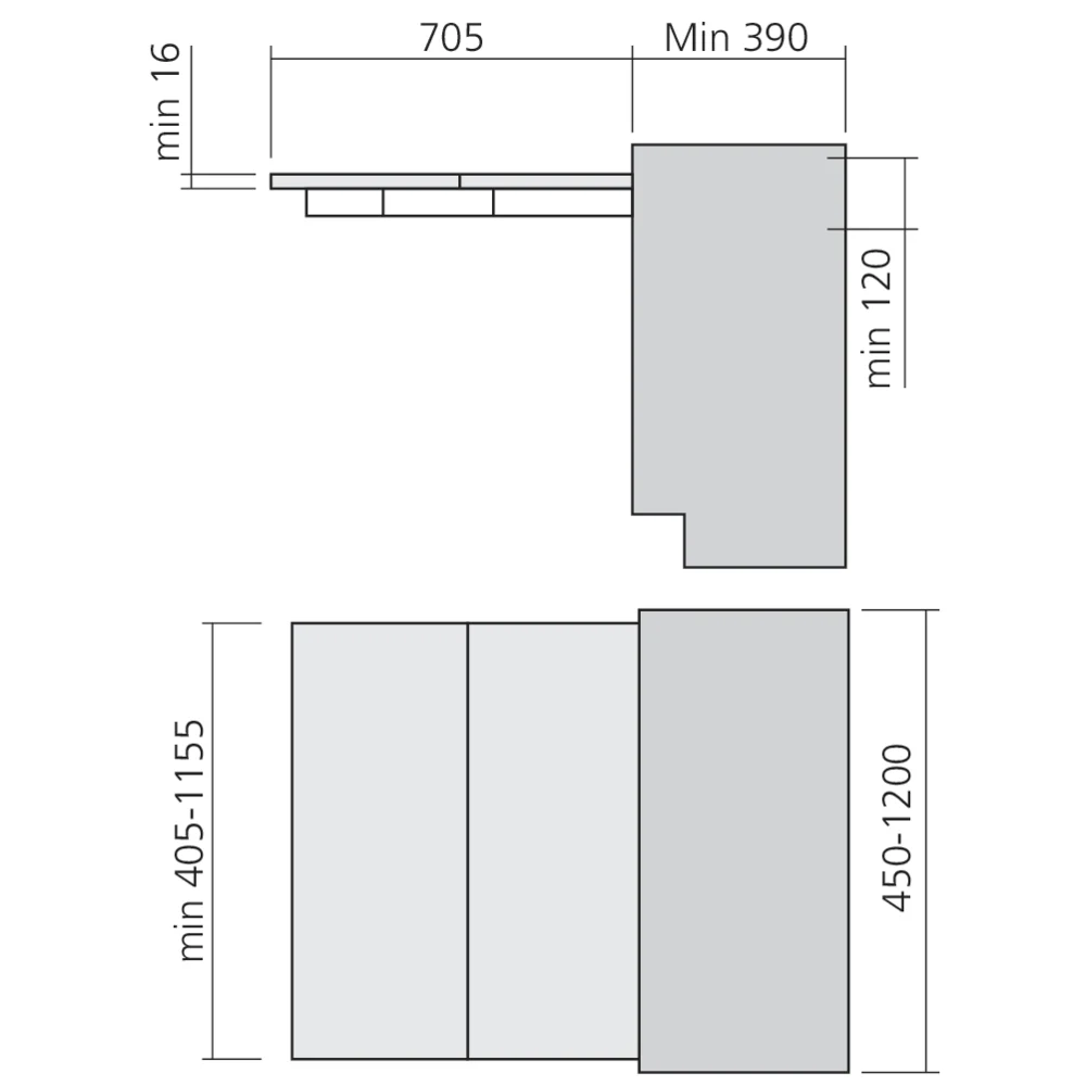 Ferrure de table à encastrer LUNCH + 39