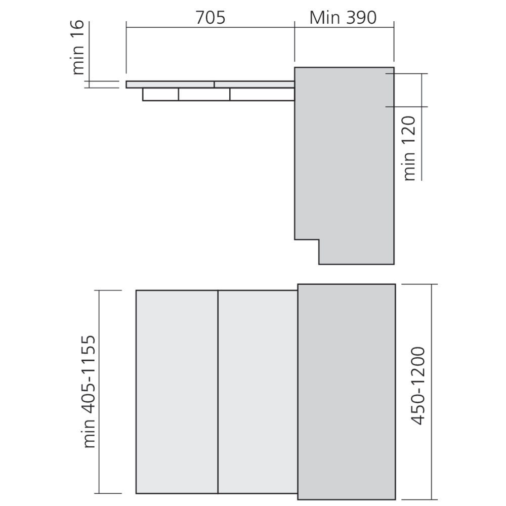 Ferrure de table à encastrer LUNCH + 39