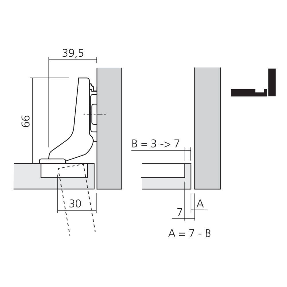 Charnière CLIP top 110° pour porte encloisonnée