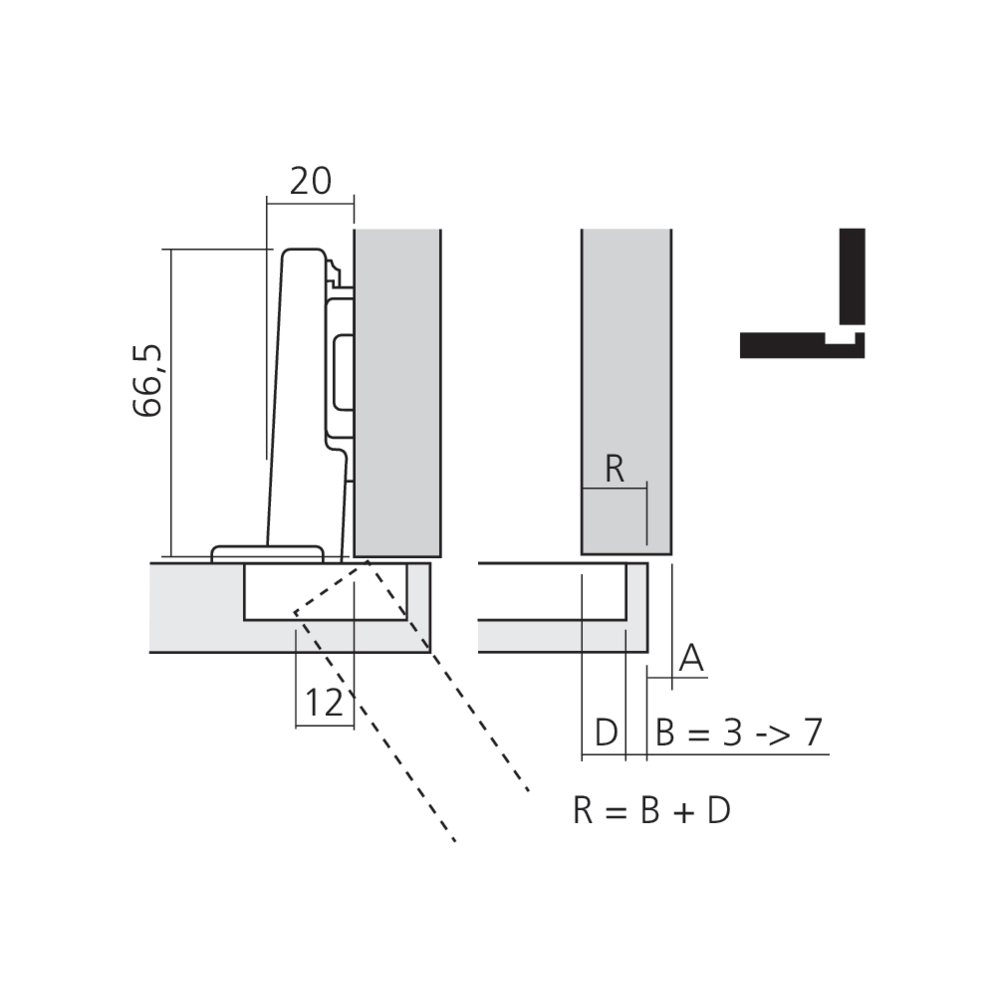 Charnière CLIP top BLUMOTION 110° pour porte en applique