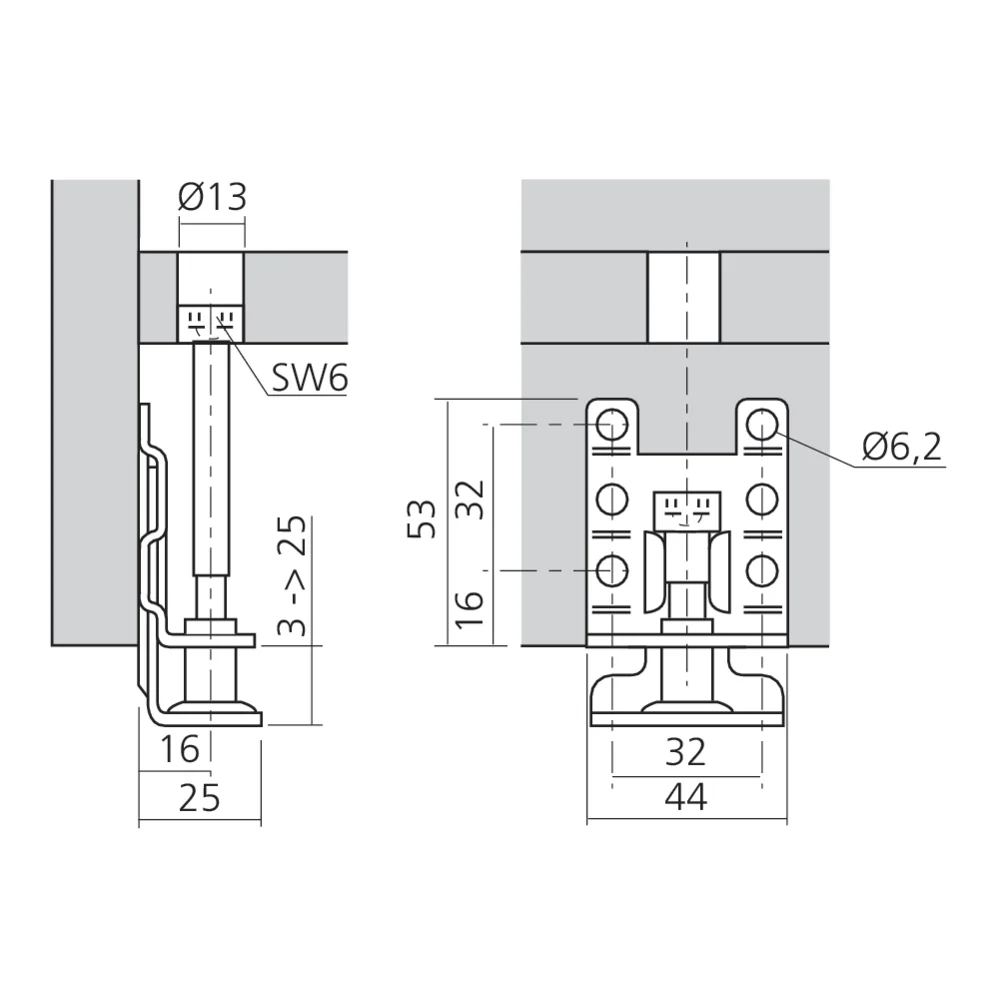 Vérin à patin fixe