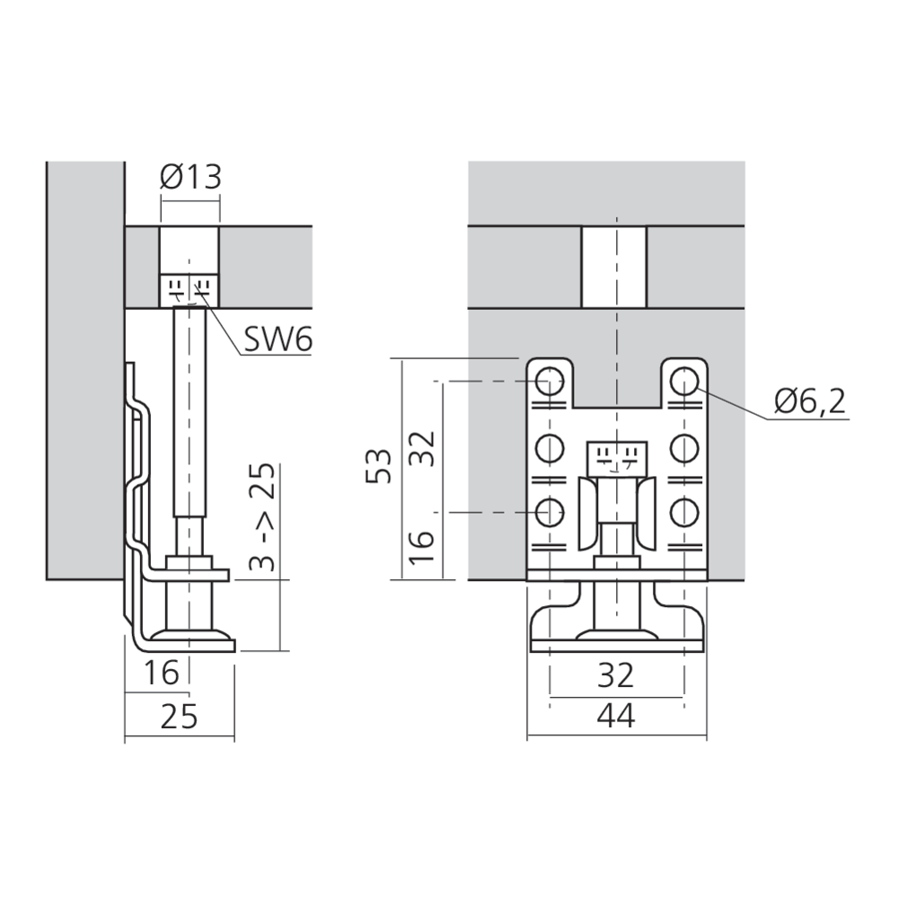 Vérin à patin fixe