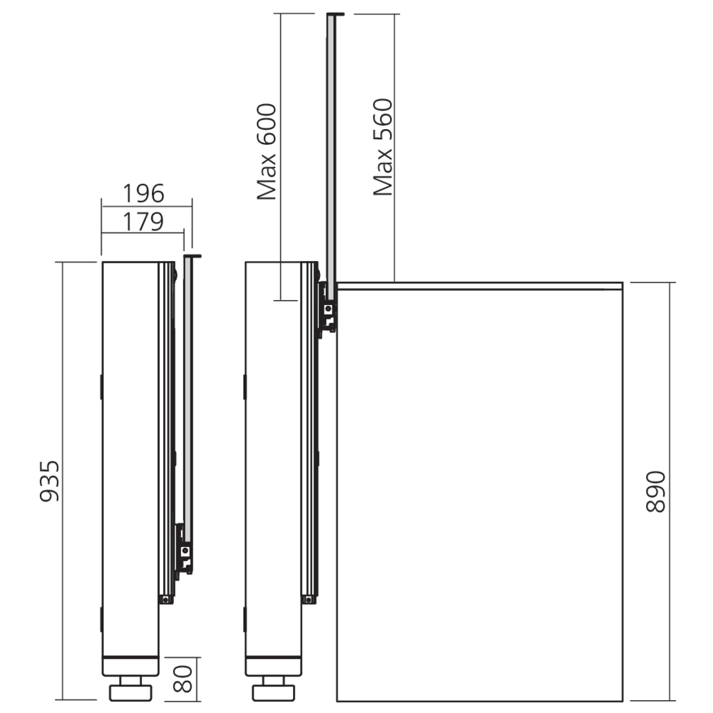 Ferrure pour crédence coulissante PS70
