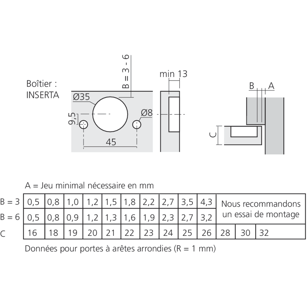 Charnière CLIP top BLUMOTION 110° pour porte encloisonnée