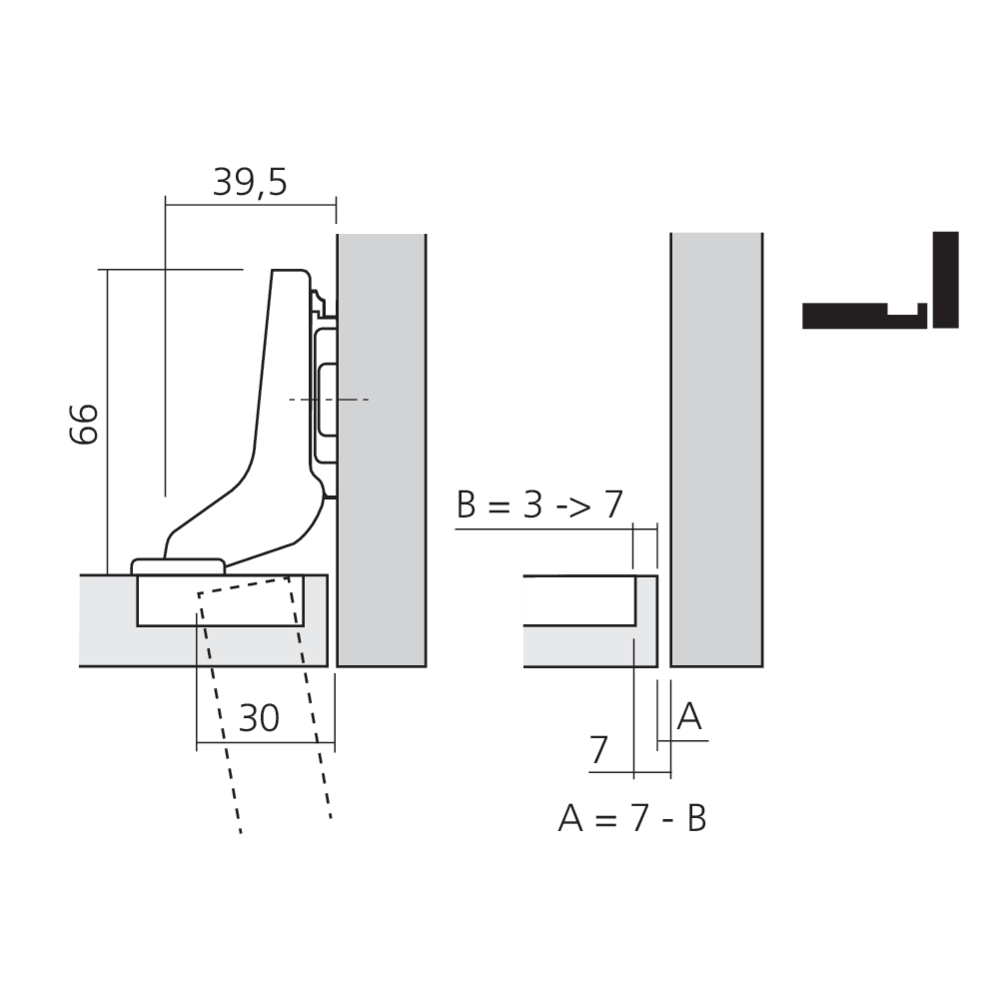 Charnière CLIP top BLUMOTION 110° pour porte encloisonnée