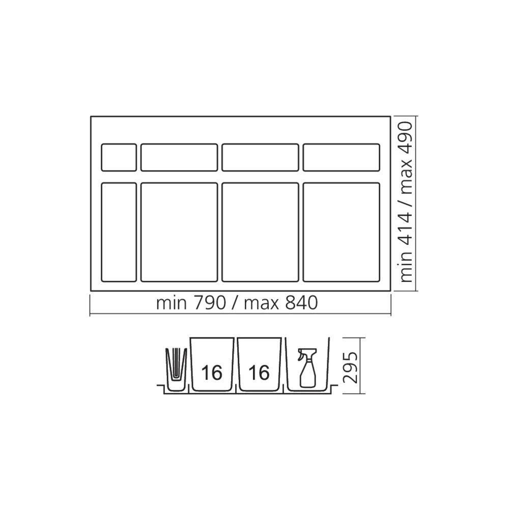 Poubelle tri sélectif pour élément de 900 mm 32 L