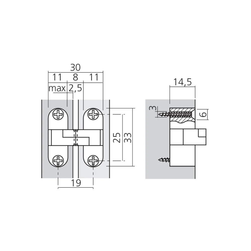 Charnière invisible à entailler