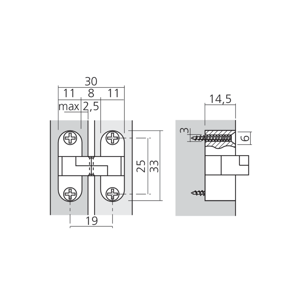 Charnière invisible à entailler