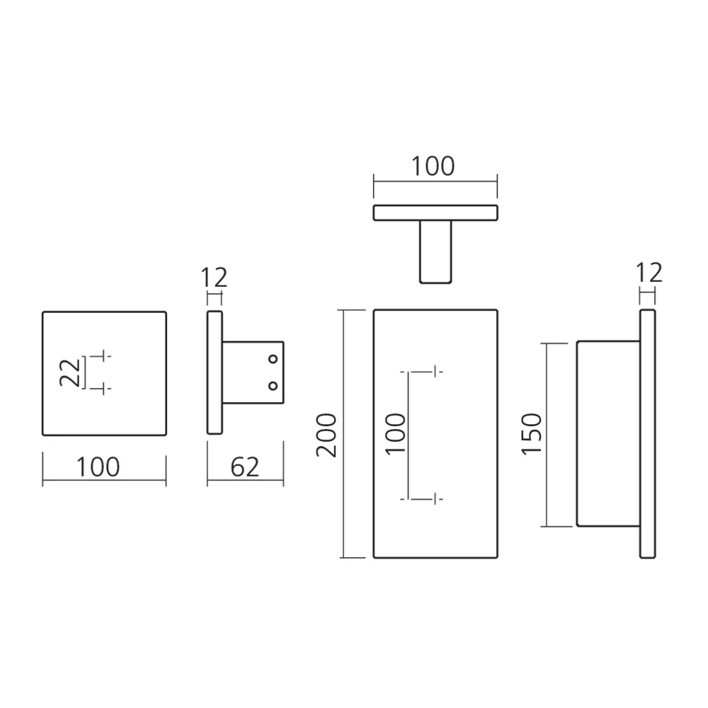 Poignée de tirage Quadrilatère