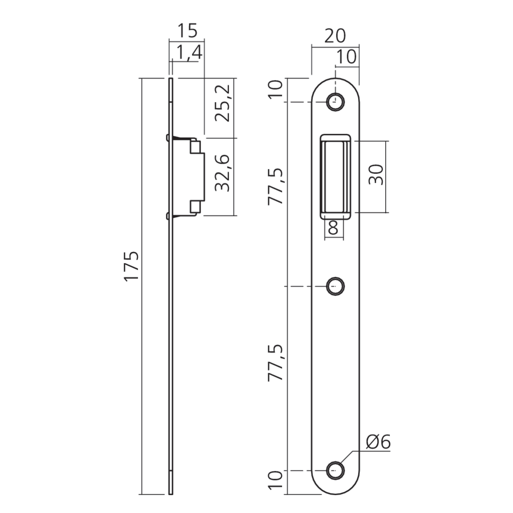 Gâche pour serrure à pêne magnétique