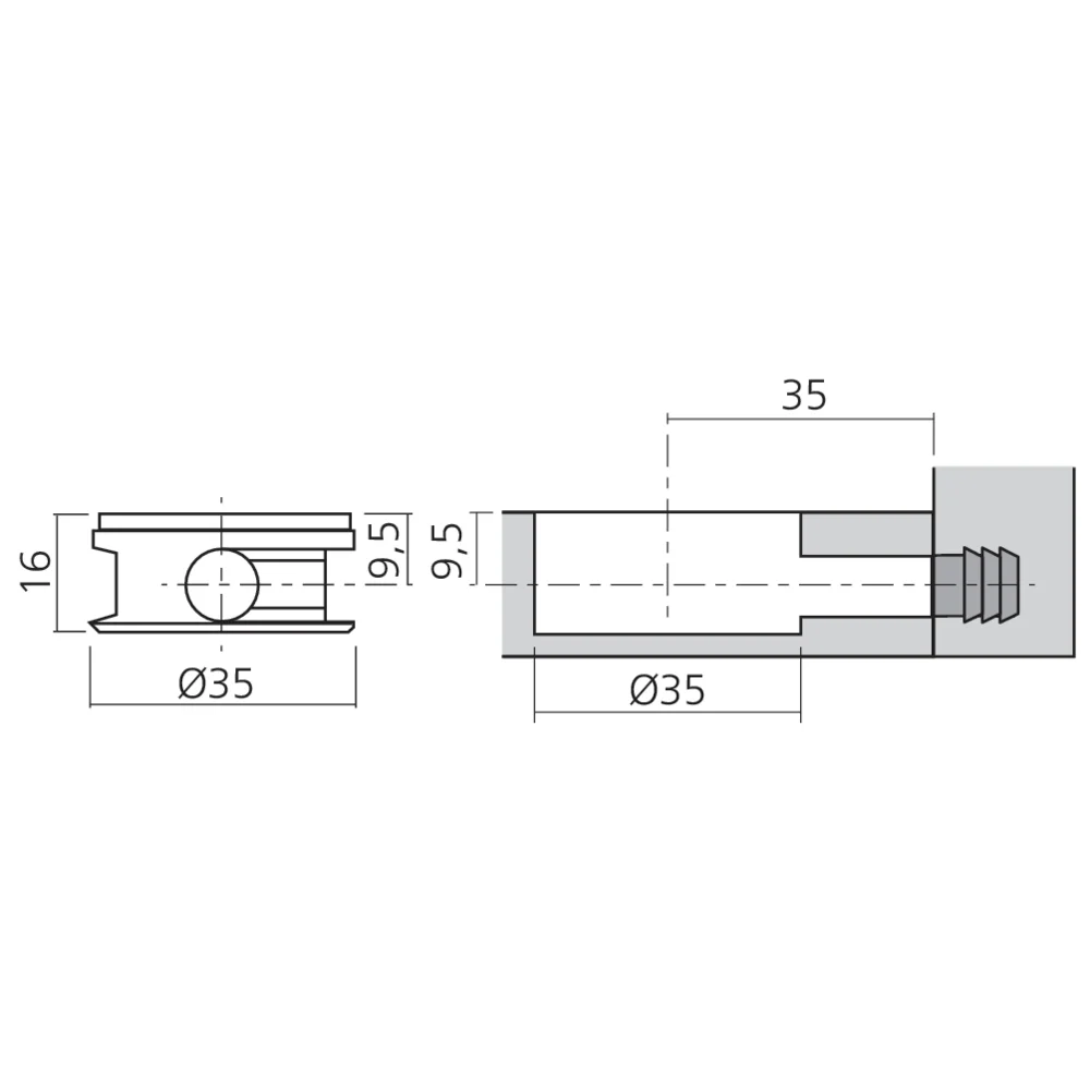 Boîtier excentrique MEGALOCK Ø35 mm