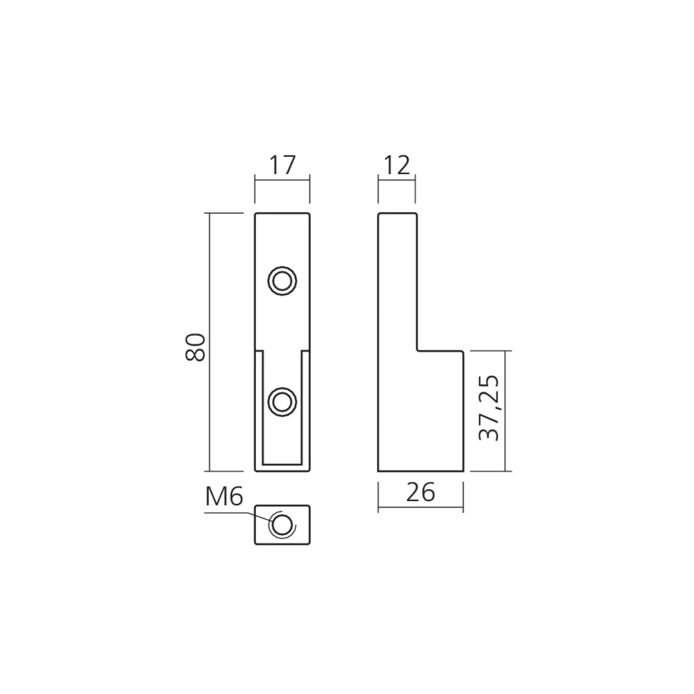 Support d'extrémité latéral pour tube rectangle
