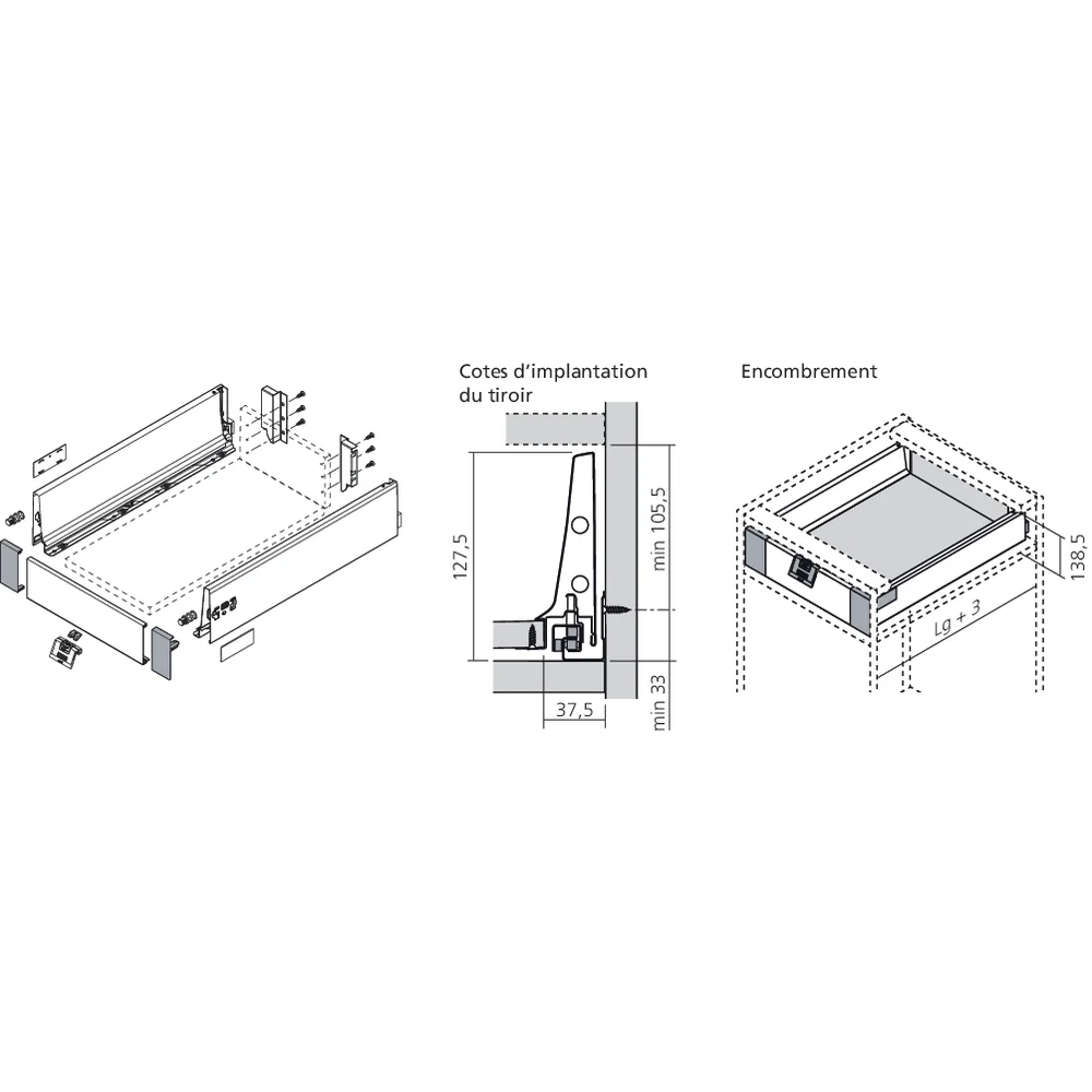 Attaches façade à l'anglaise TANDEMBOX hauteur K