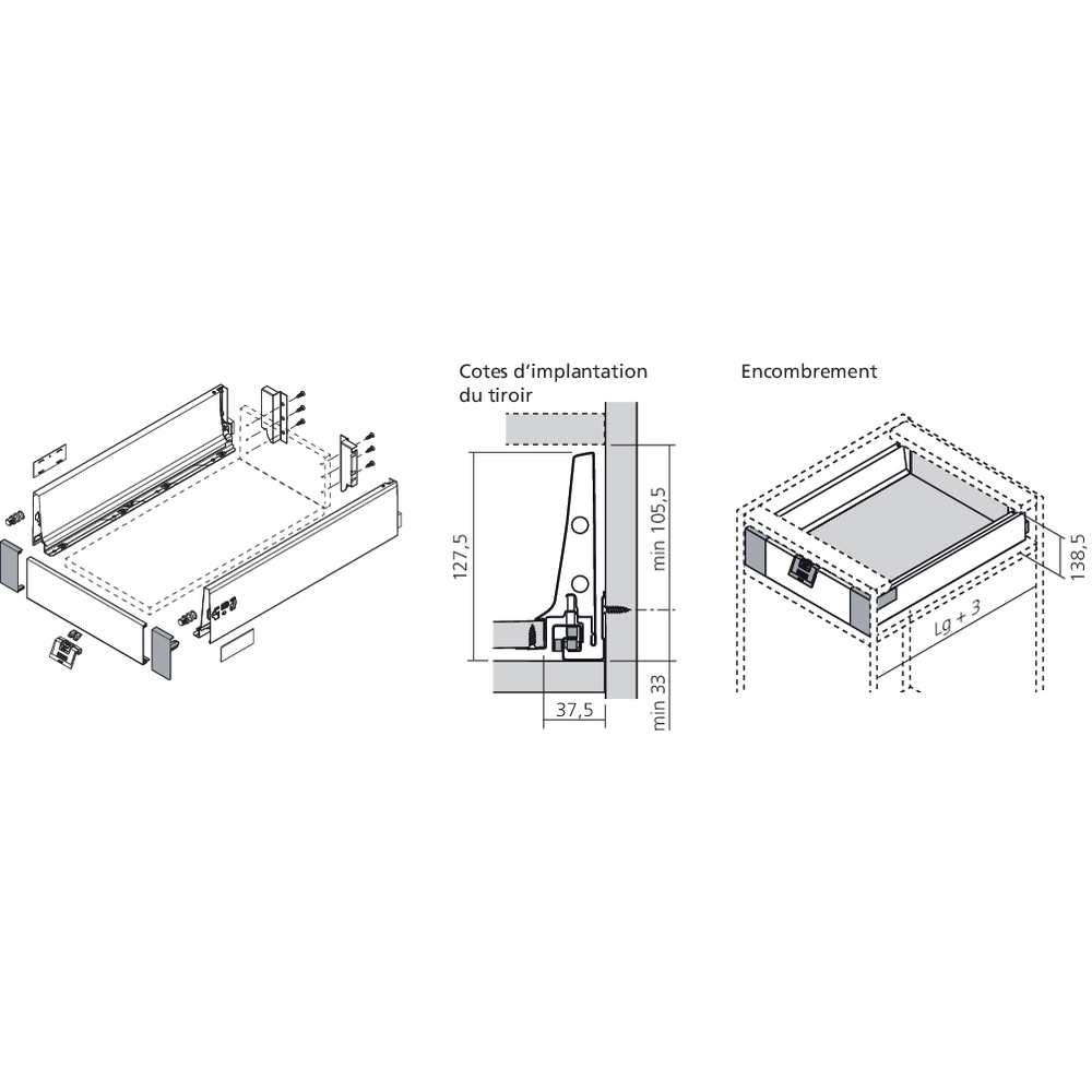Attaches façade à l'anglaise TANDEMBOX hauteur K