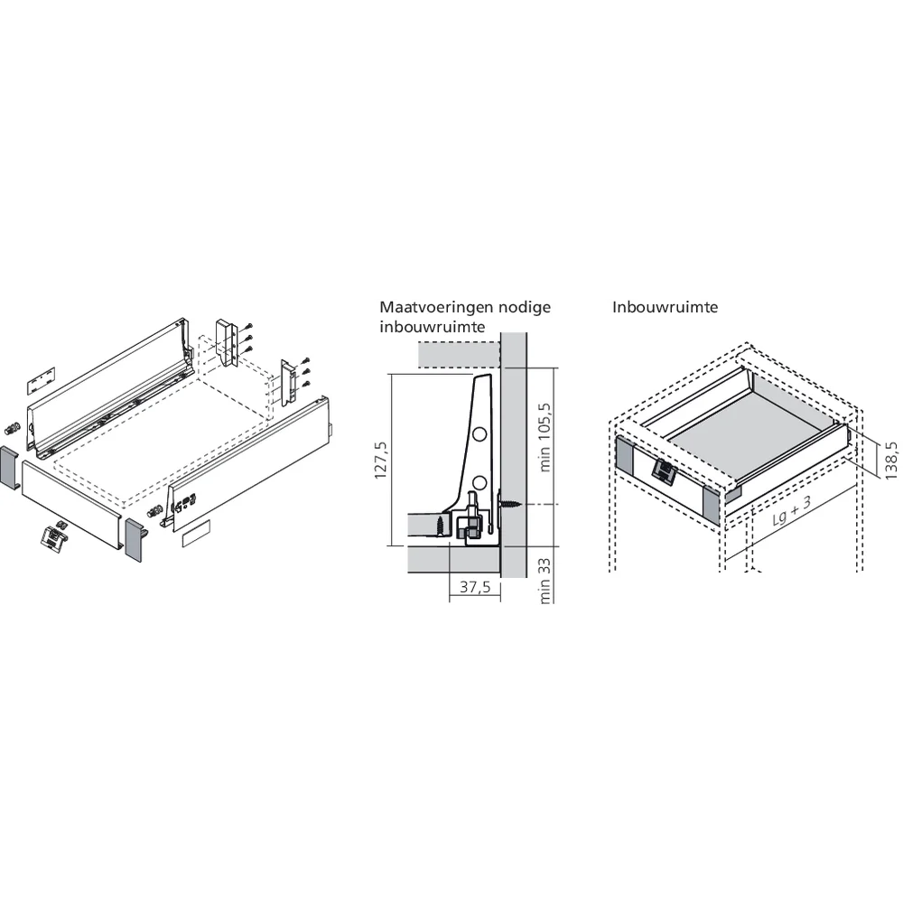 Attaches façade à l'anglaise TANDEMBOX hauteur K