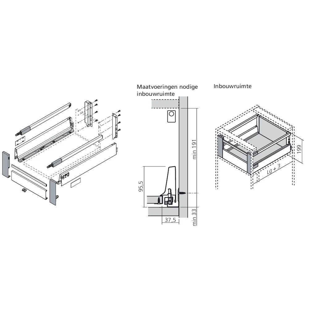 Kit d'attaches façade à l'anglaise antaro hauteur D et DK