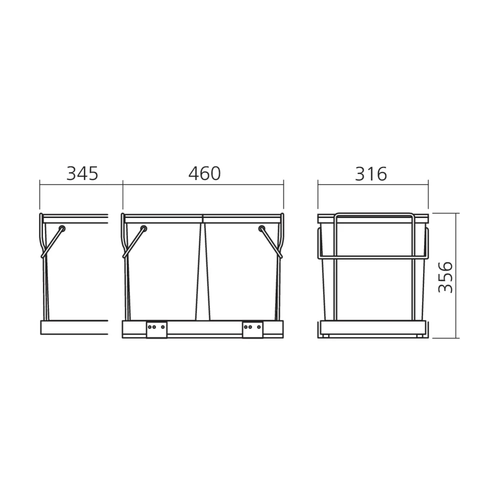 Poubelle coulissante tri sélectif 34 L