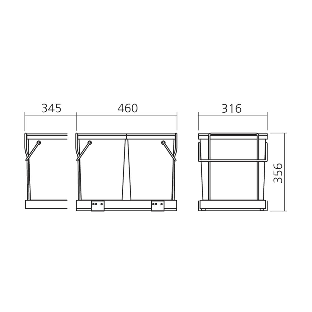 Poubelle coulissante tri sélectif 34 L