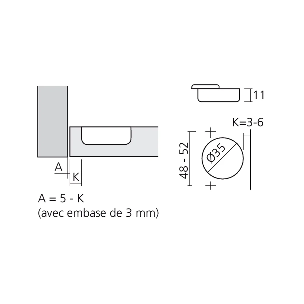 Charnière 110° encloisonnée
