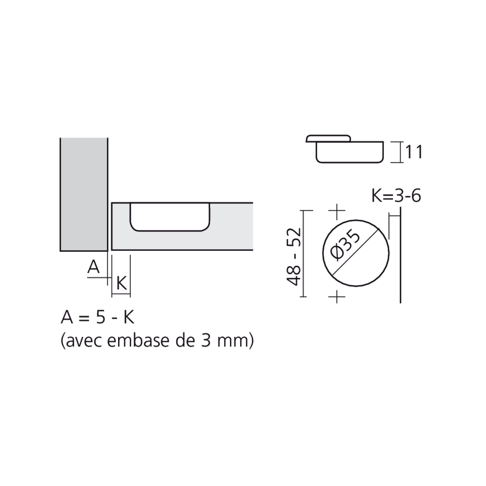 Charnière 110° encloisonnée