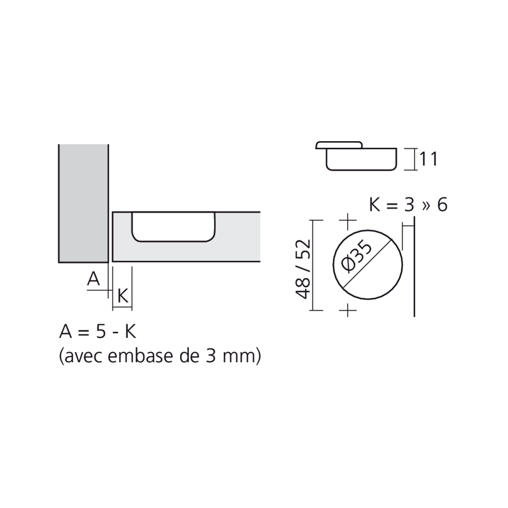 Charnière 110° encloisonnée