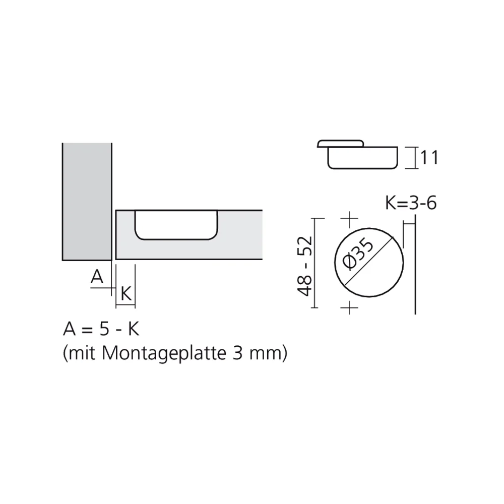 Charnière 110° encloisonnée
