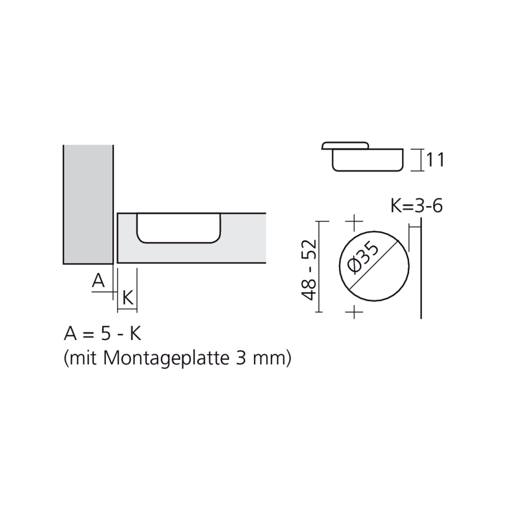 Charnière 110° encloisonnée
