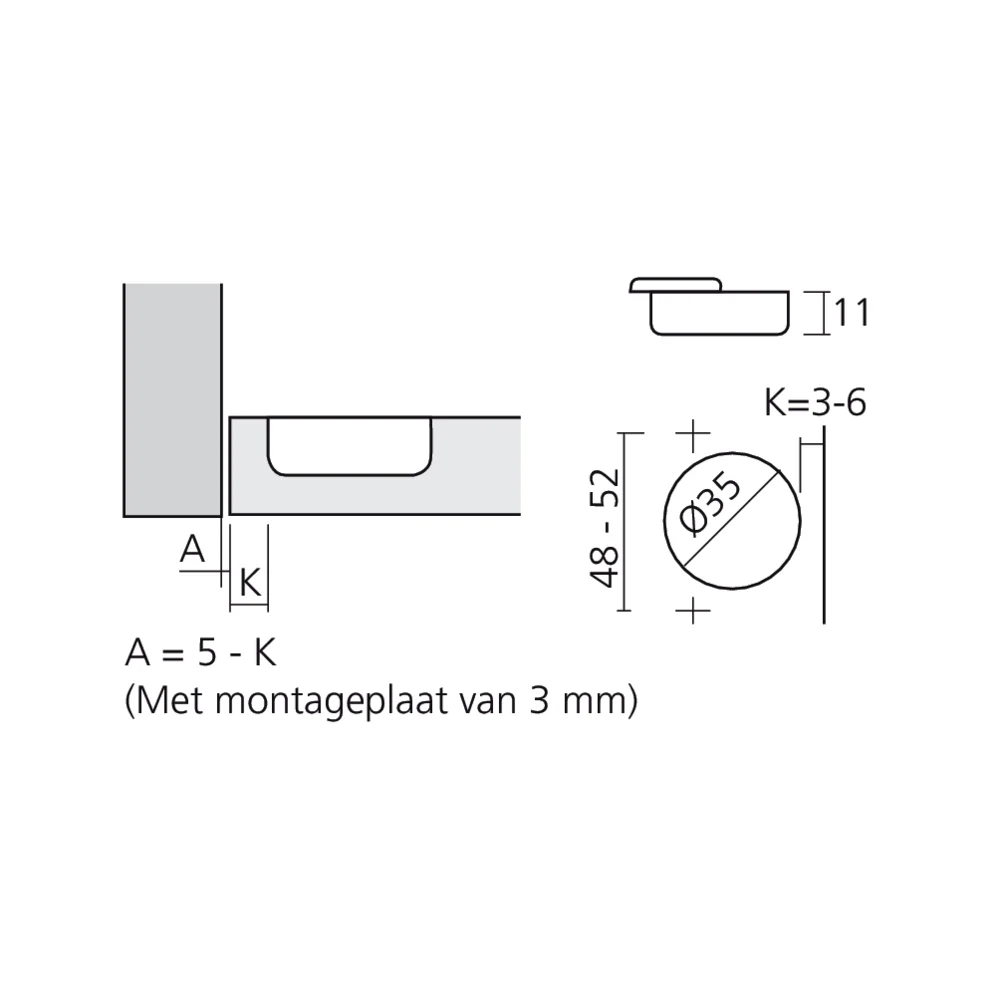 Charnière 110° encloisonnée