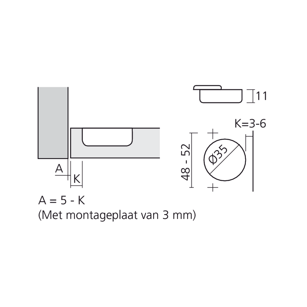 Charnière 110° encloisonnée