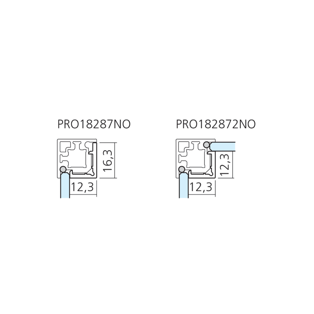 Profil de recouvrement vitrine 4 mm